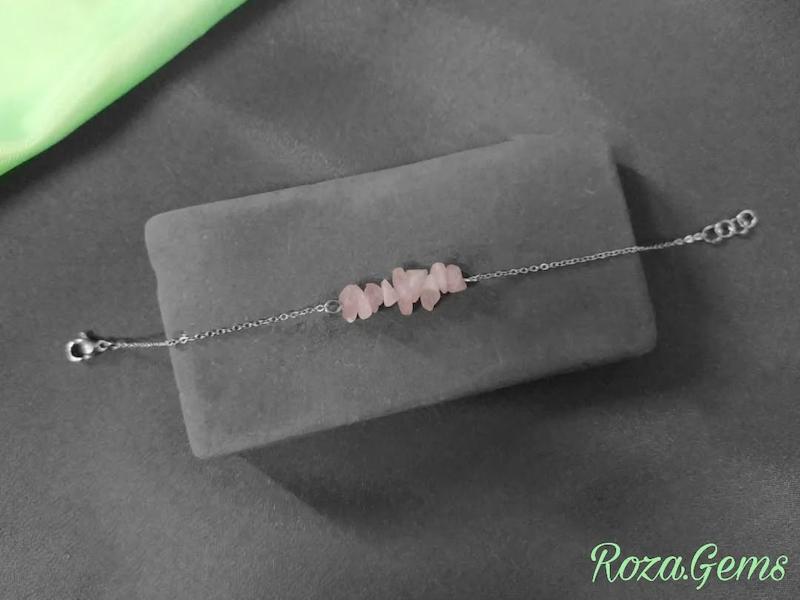 دستبند استیل نامنظم رزکوارتز