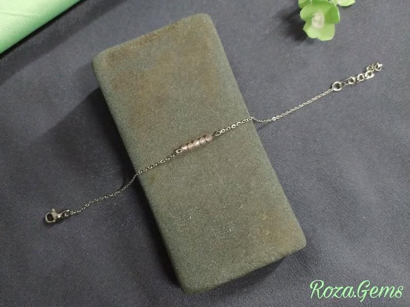 دستبند استیل ظریف رزکوارتز 