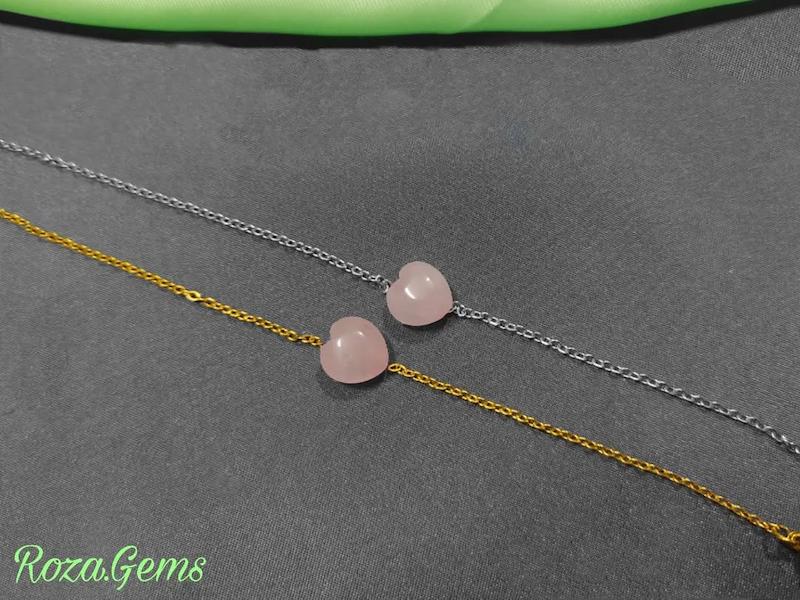 دستبند استیل قلبی رزکوارتز