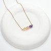 گردنبند استیل رنگ ثابت ترکیب رزکوارتز آمیتیست سیترین