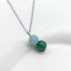 گردنبند استیل مالاکیت آکوامارین