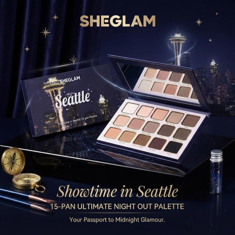 پالت سایه چشم پودری ۱۵ رنگ شیگلم مدل Showtime in Seattle