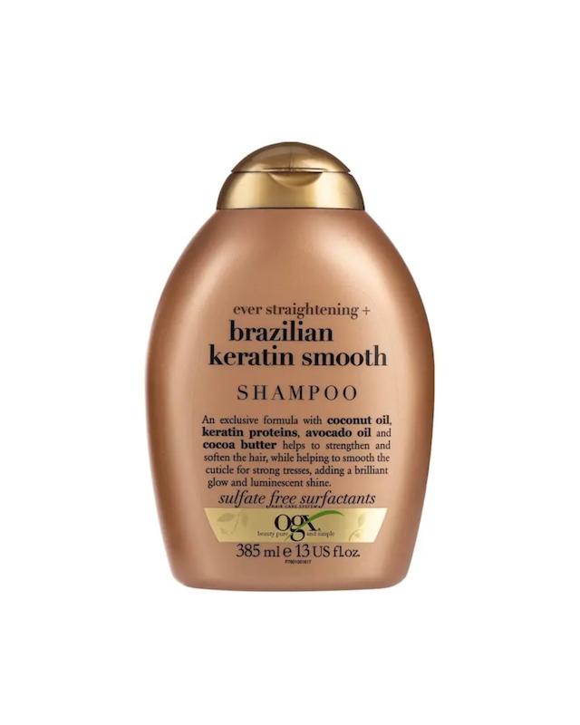 شامپو کنترل وز و بهبود حالت‌ پذیری مو او جی ایکس, مدل Brazilian Keratin Smooth مناسب انواع مو، به‌ویژه وز و خشک حجم 385ml