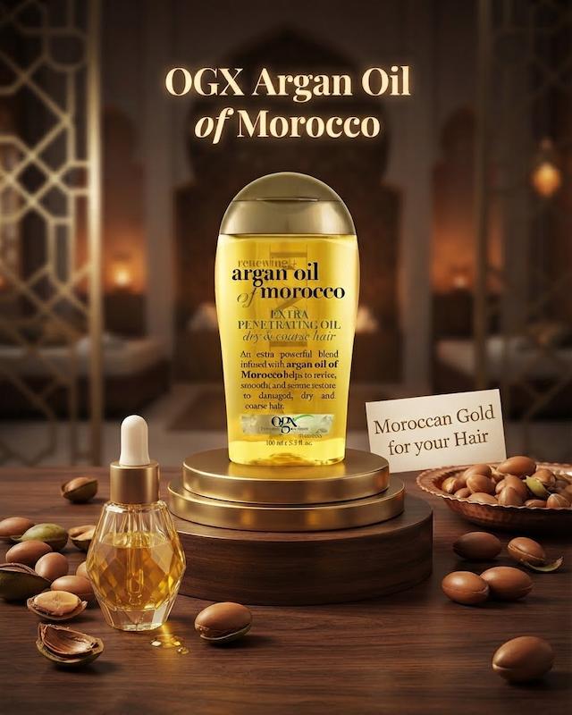 روغن مو تغذیه‌کننده و درخشان‌کننده او جی ایکس, Argan Oil of Morocco Extra مناسب برای همه موها حجم 100 میلی‌لیتر