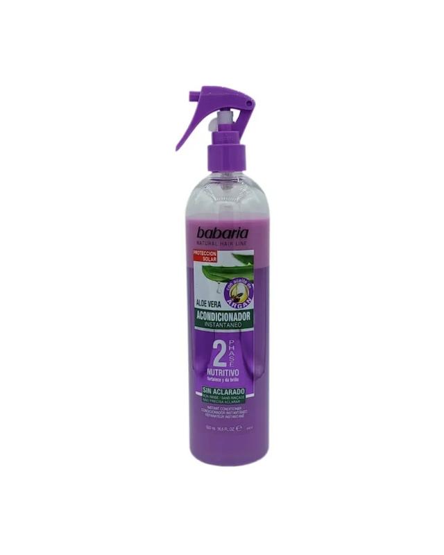 اسپری دوفاز مو باباریا مدل Aloe Vera & Argan & Solar Protection حجم 500 میل