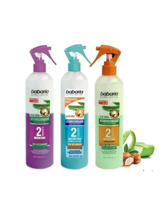 اسپری دوفاز مو باباریا مدل Aloe Vera & Argan & Solar Protection حجم 500 میل