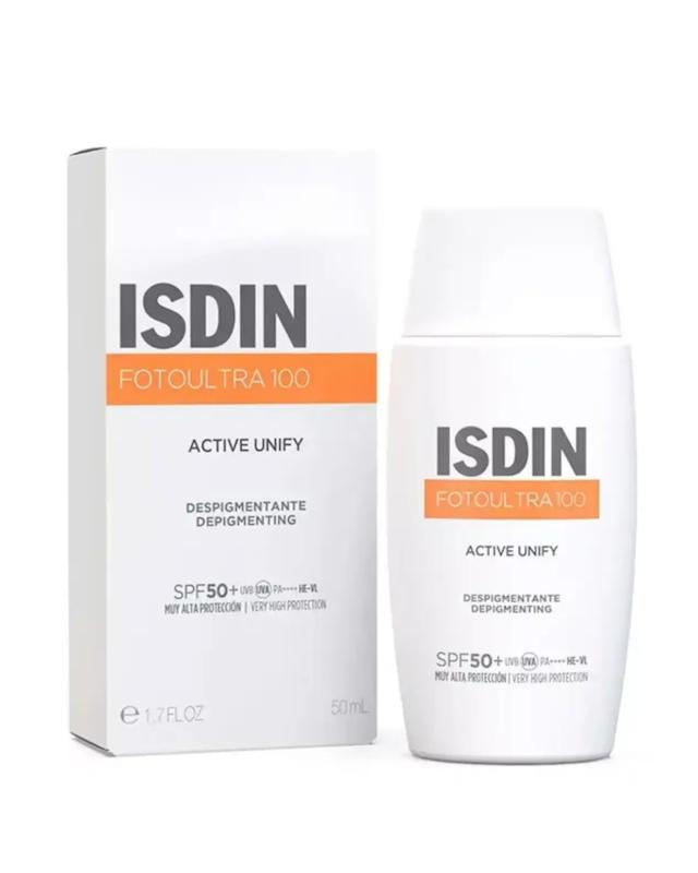 فلوئید ضد آفتاب روشن‌کننده ایزدین Isdin مدل Active Unify SPF ۵۰ حجم ۵۰ میلی‌لیتر مناسب انواع پوست