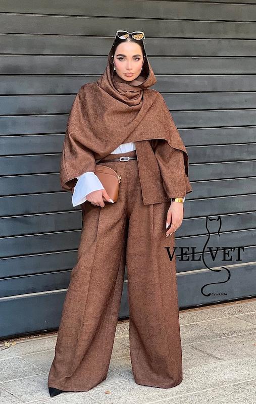 کت شال دار قهوه ای روشن