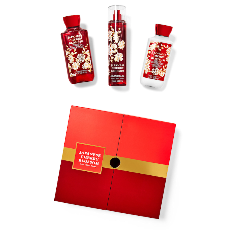 باکس هدیه سه تکه Japanese Cherry Blossom شکوفه های گیلاس ژاپنی بث اند بادی