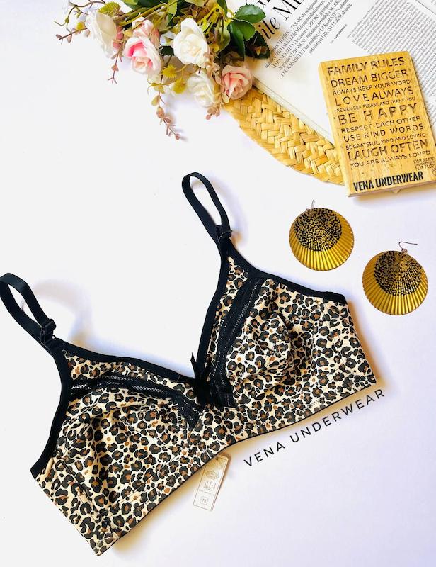 سوتین نخی ایزابلا بدون فنر طرح پلنگی IZABELLA