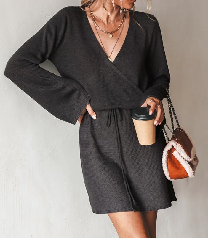 پیراهن بافت زنانه بلند کاپشی برند cupshe اورجینال