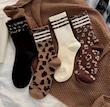 جوراب نخی زنانه ساقدار طرح پلنگی 