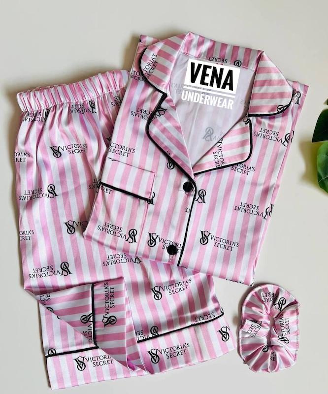 لباس خواب ساتن دو تکه طرح ویکتوریا سکرت 