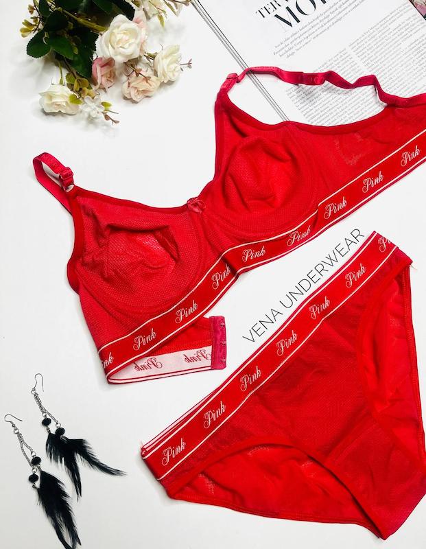 ست سوتین و شورت زنانه فنردار مدل PINK