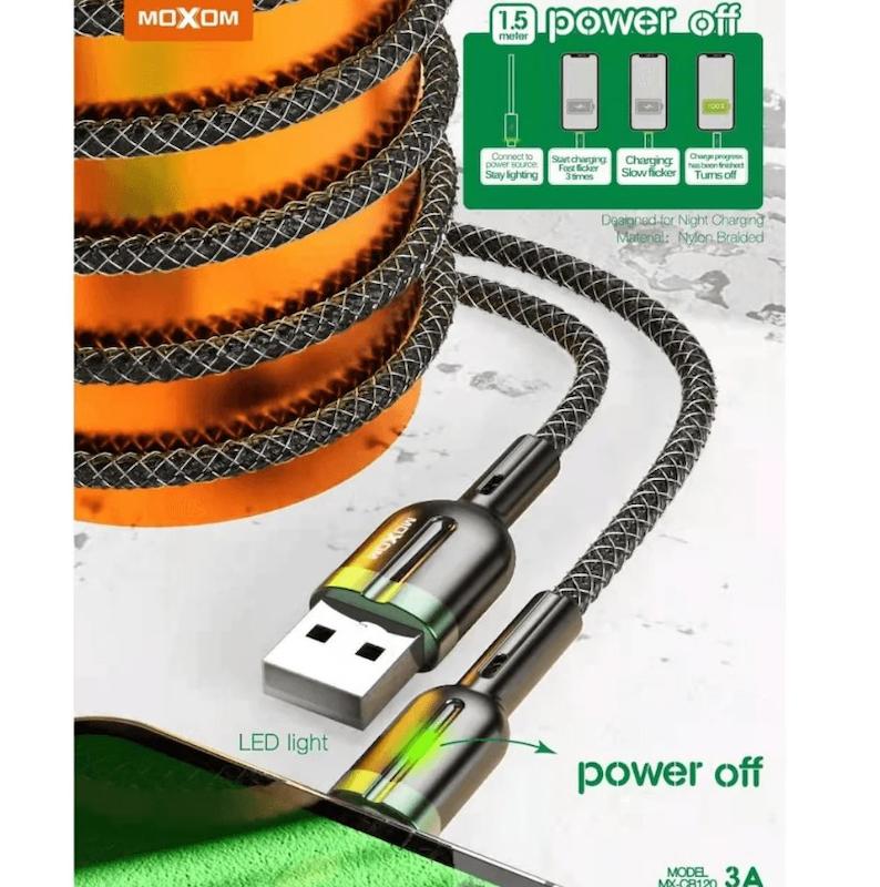  کابل فست شارژ موکسوم تایپ سی Moxom Auto Power OFF QC3.0 