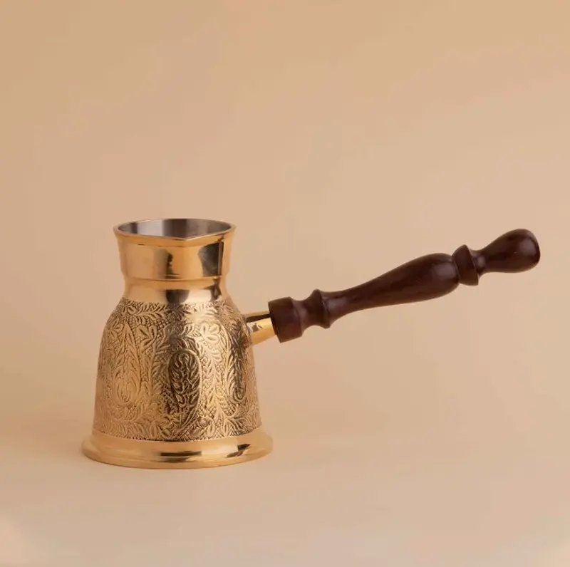 قهوه جوش برنزی طرح طاووس سایز 3