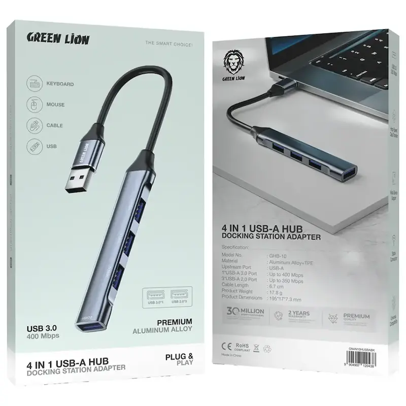 هاب 4 پورت USB-A گرین لاین USB 3.0 مدل Docking Station Adapter