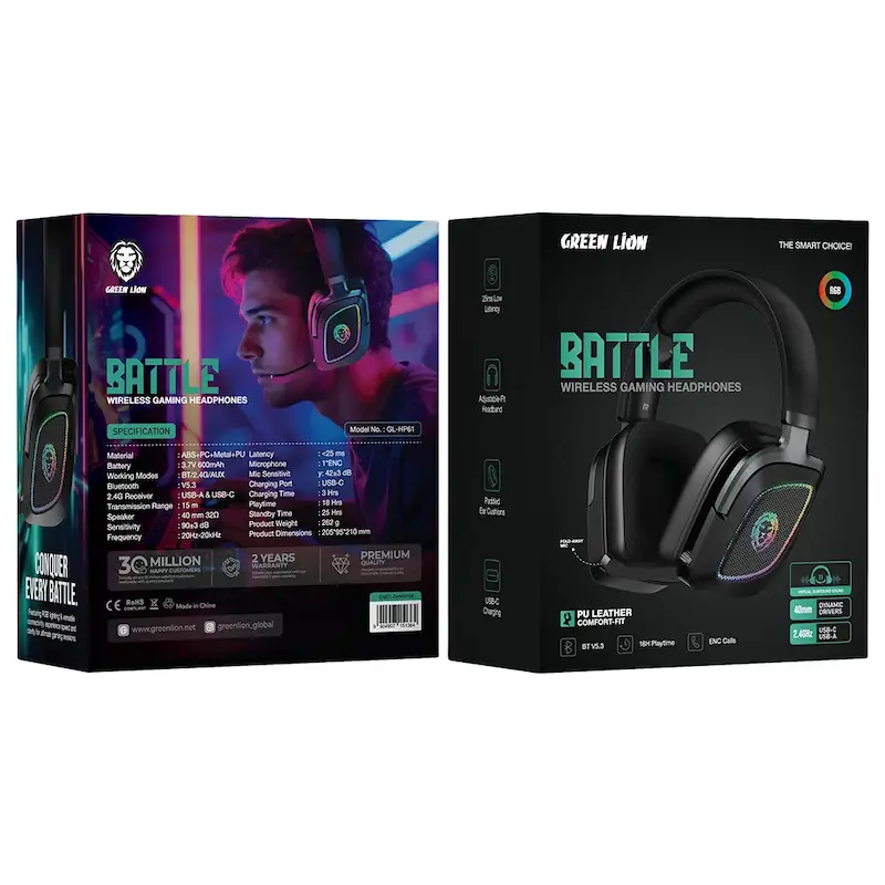 هدست گیمینگ بی سیم گرین لاین مدل Battle 