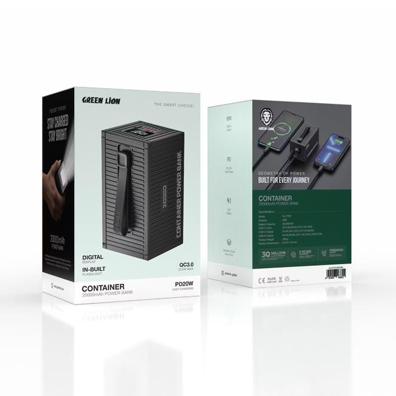 پاوربانک گرین لاین Container ظرفیت 20000 میلی‌آمپرساعت مدل GNCOTPXPB20BK