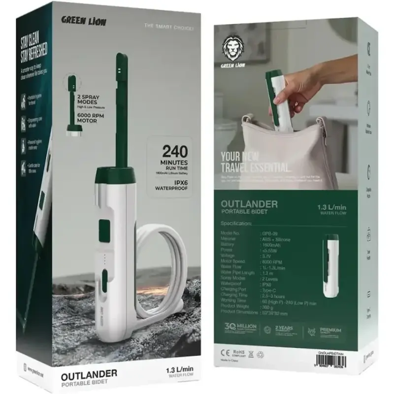 سردوش خودشور و بیده شارژی گرین لاین مدل اوتلندر Green Lion Outlander Portable Bidet