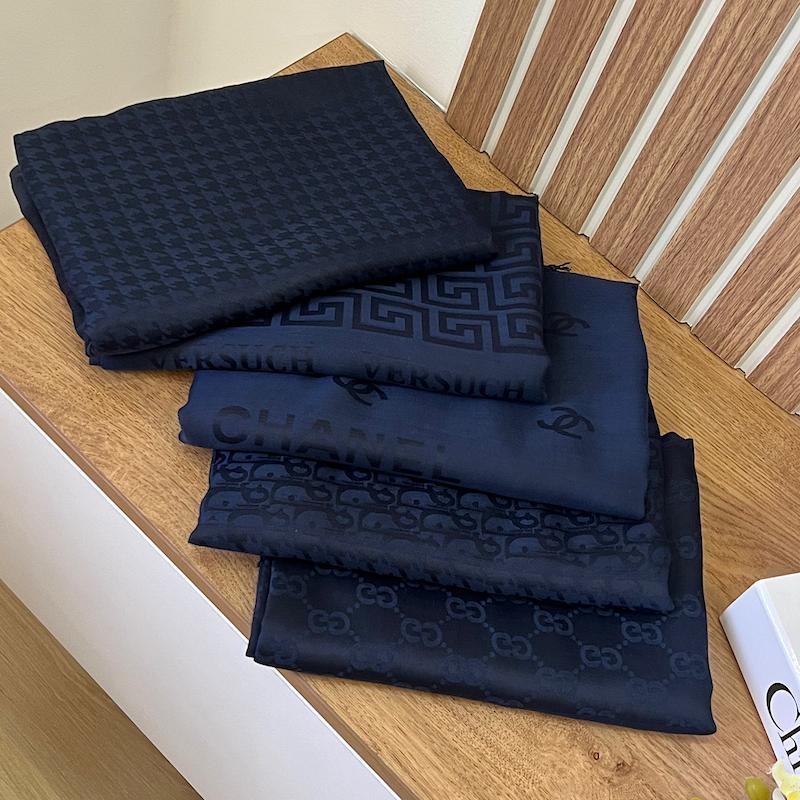 شال ژاکارد مارکدار پک سرمه یی کد1218