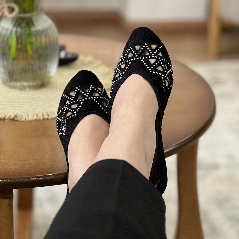 پاپوش مخمل نگین طرح مثلث کد1284