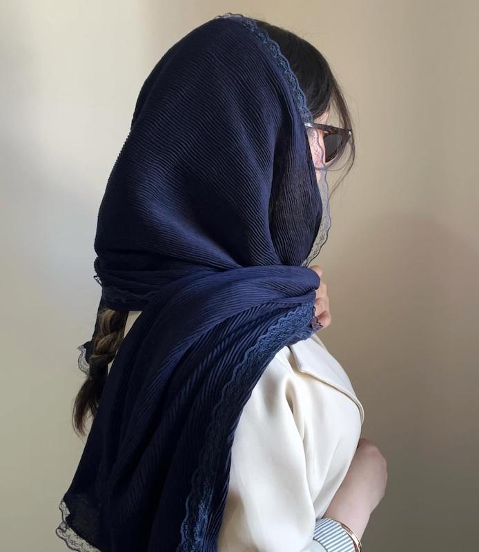 شال پلیسه دورگیپور تک سرمه یی کد853