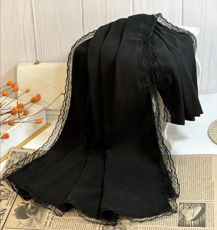 شال پلیسه دورگیپور تک مشکی کد853