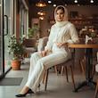 شلوار زنانه کرپ دبل سفید مدل بگ زیپ بغل