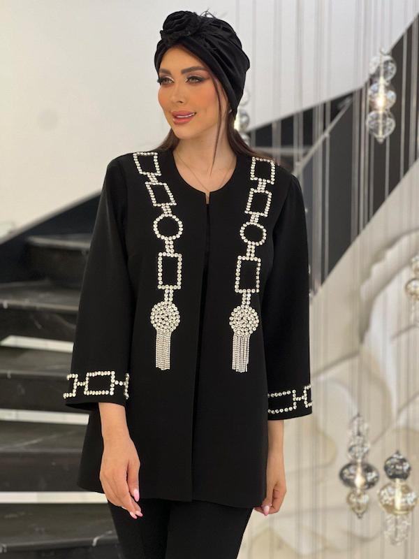 کت مجلسی زنانه کرپ مروی جت مدل افسون