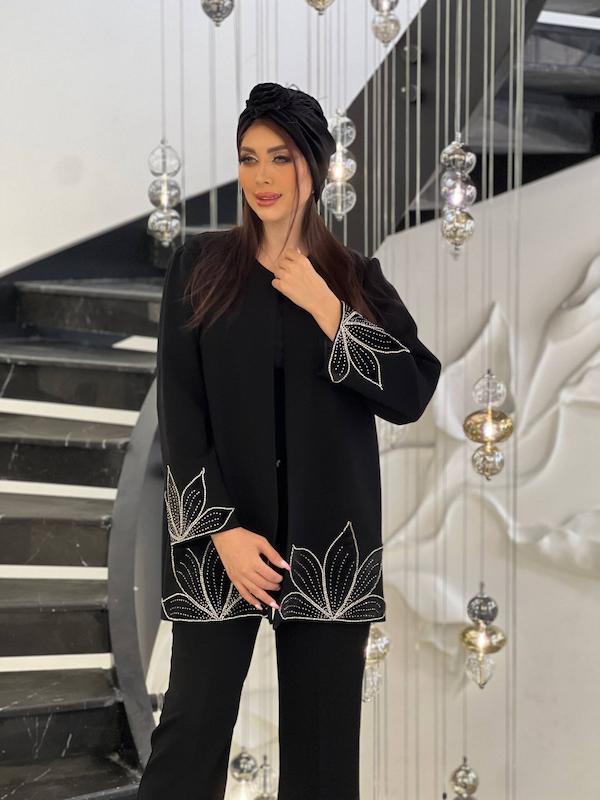 کت مجلسی زنانه کرپ مروی جت مدل ماهلین