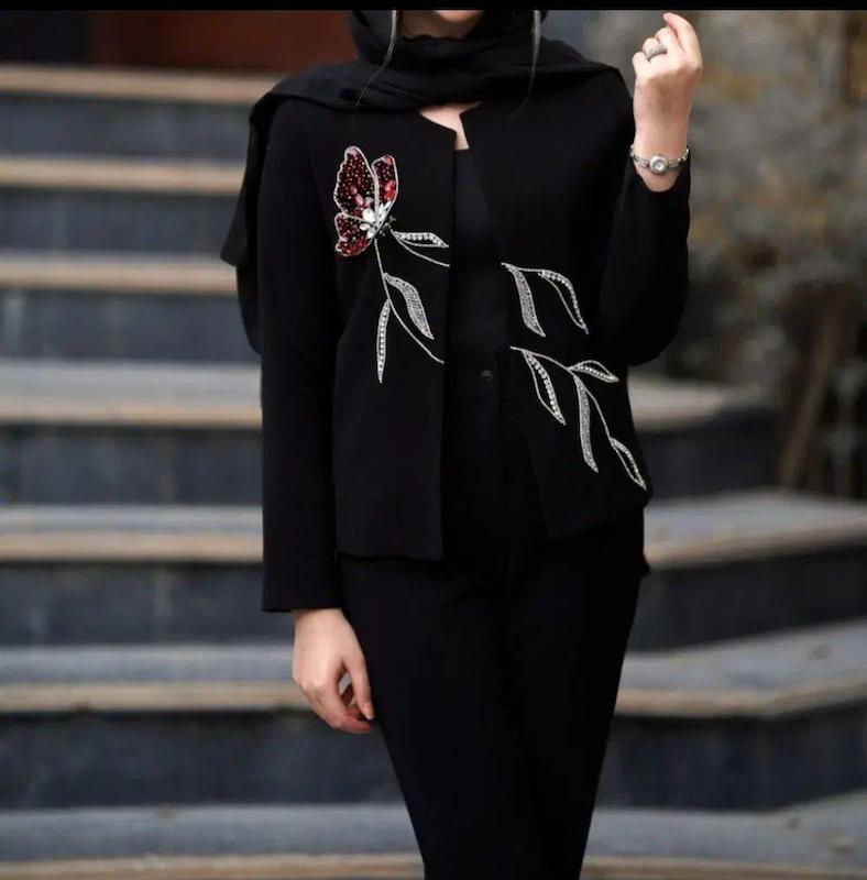 کت مجلسی زنانه کرپ مروی جت مدل پروانه