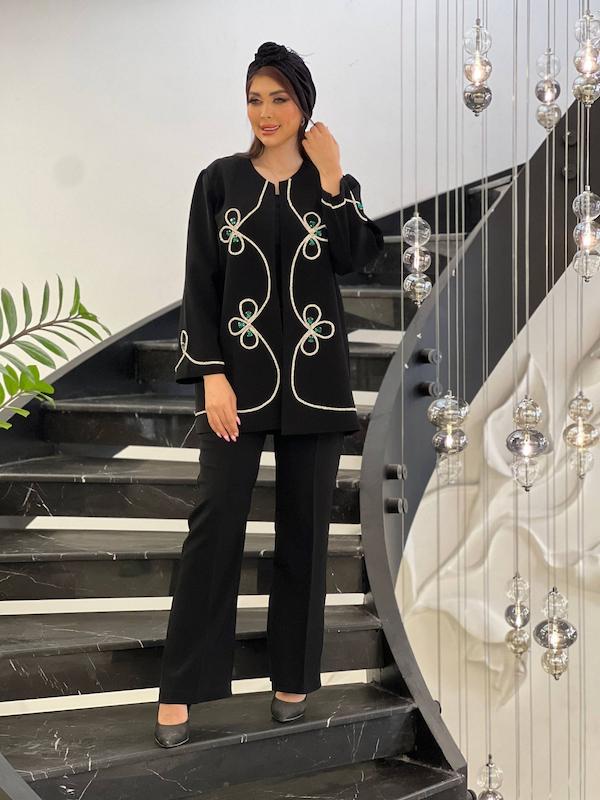 کت مجلسی زنانه کرپ مروی جت مدل زمرد