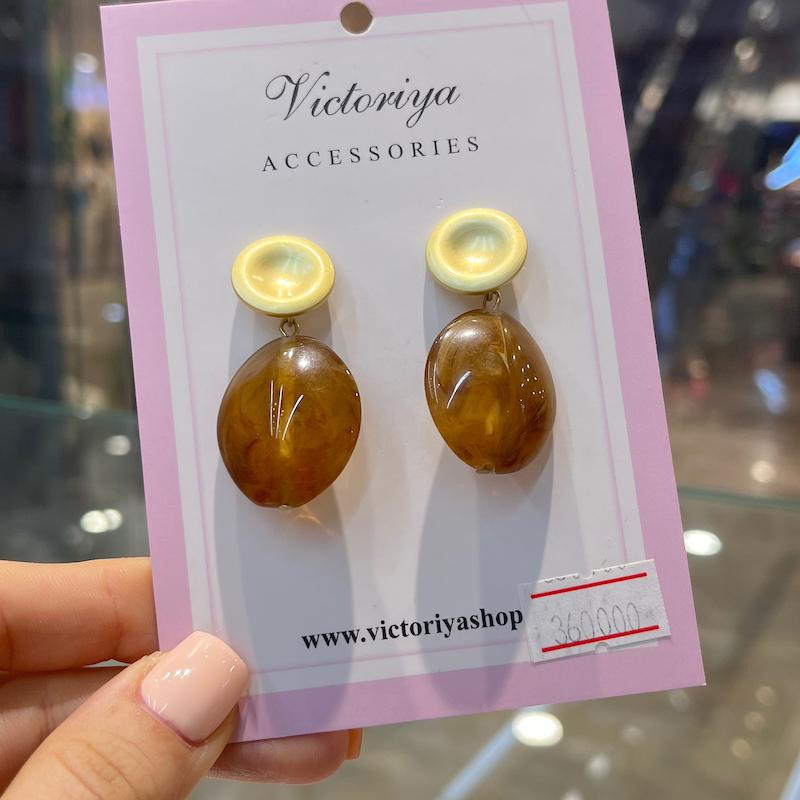 گوشواره قهوه ای بیضی 