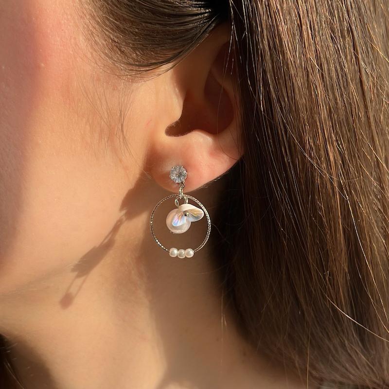 گوشواره گل ناز نقره ای