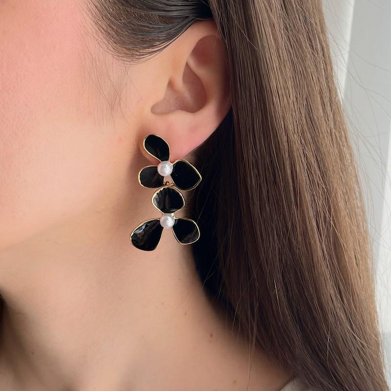 گوشواره دوگل مشکی