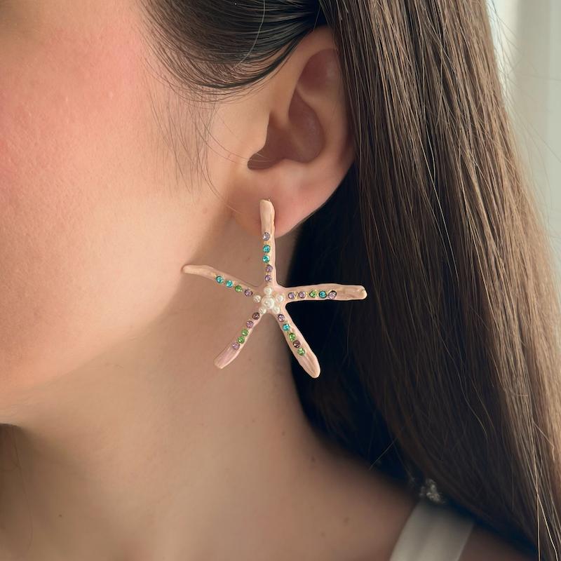 گوشواره ستاره دریایی صورتی