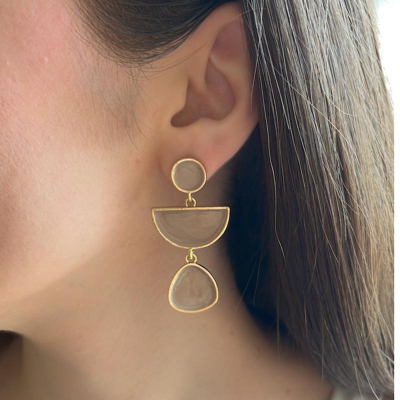 گوشواره موکا هندسی میناکاری