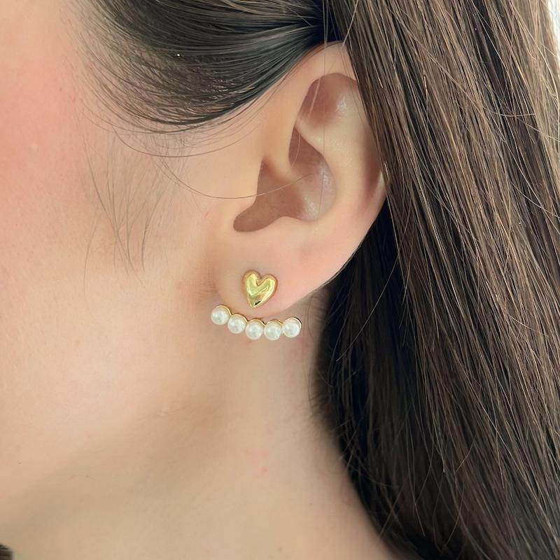 گوشواره قلب مروارید بادبزنی