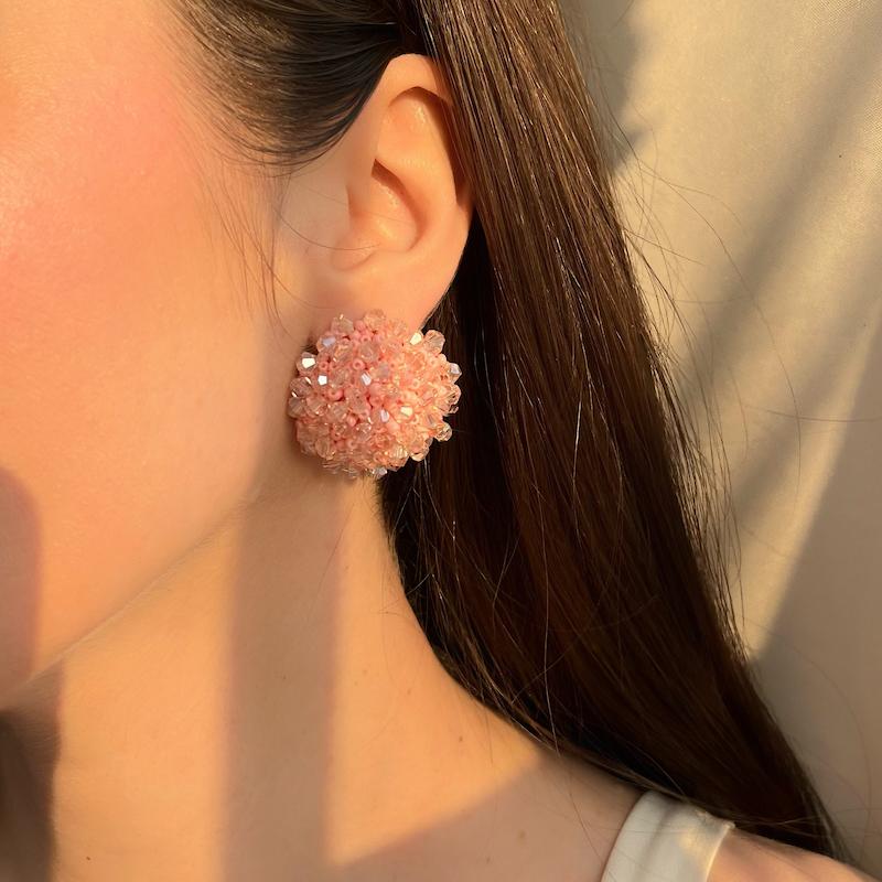 گوشواره منجوق کریستالکی صورتی