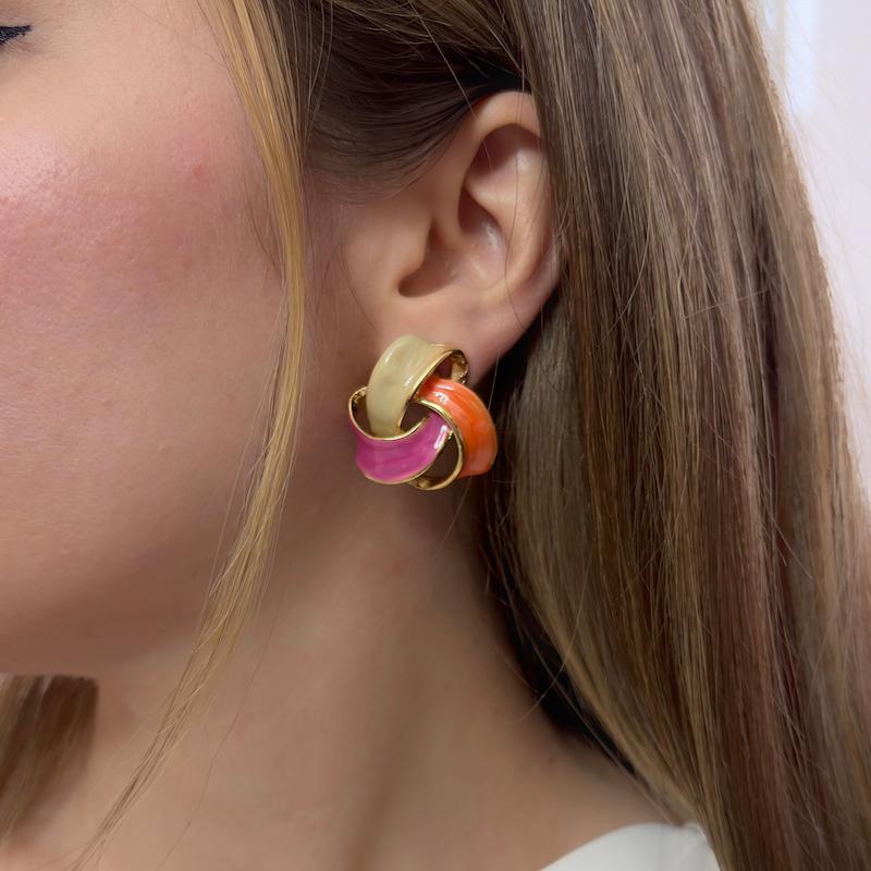 گوشواره پیچ‌نارنجی میناکاری