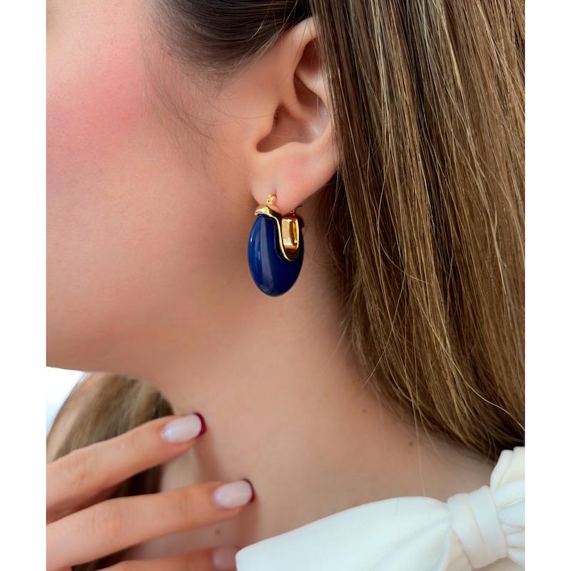 گوشواره سنگ گرد سرمه ای