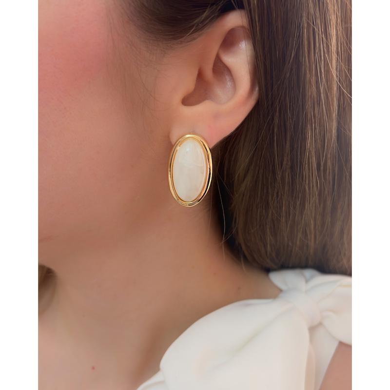 گوشواره بیضی سنگ کرم