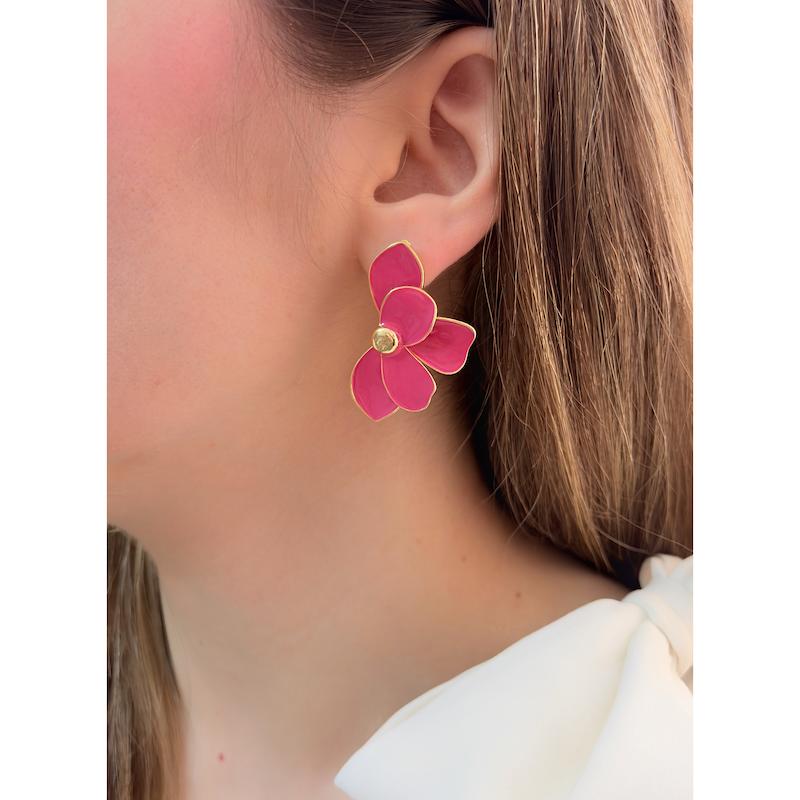 گوشواره گل نیمه سرخابی