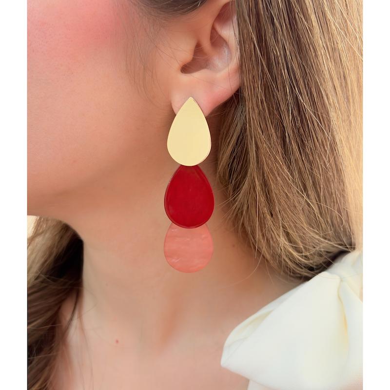 گوشواره اویز سه رنگ 