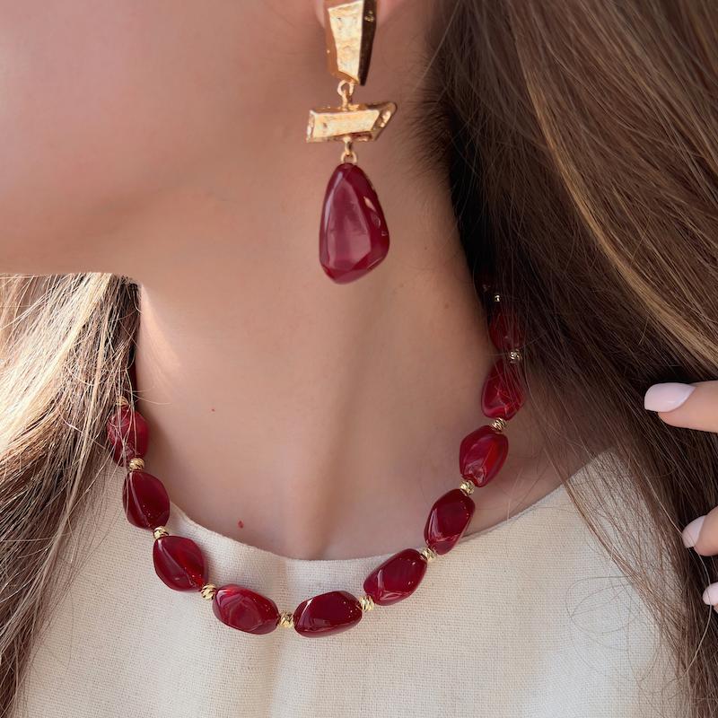 گوشواره و گردنبند زرشکی(جدا هستن
