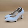 کفش مجلسی زنانه مدل ساده سفید و کرم پاشنه دار