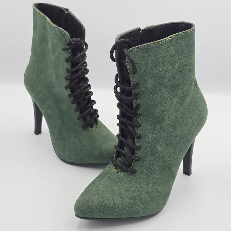 نیم بوت زنانه سبز روشن و تیره بندی