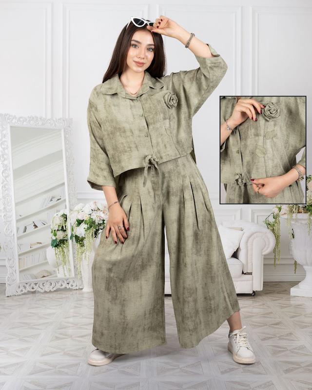 کراپ شلوار دخترانه پارچه گازویلی | Vinabloom