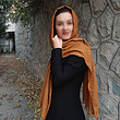 شال پاییزی خردلی